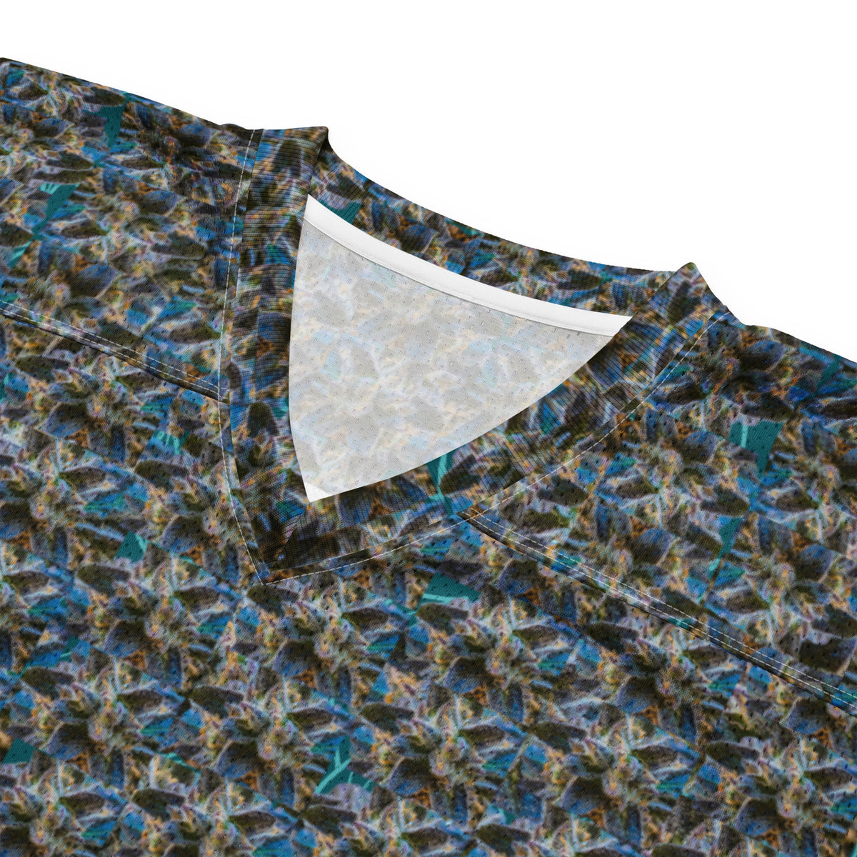 Blue BudWear American football jersey with all-over print, cut-sew design, featuring bold graphics and team-inspired details.