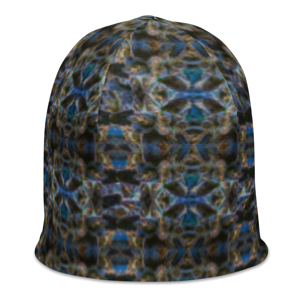 BudWear 4/20 Beanie featuring stylish botanical print, warm cut-sew headwear in white with all-over print design.