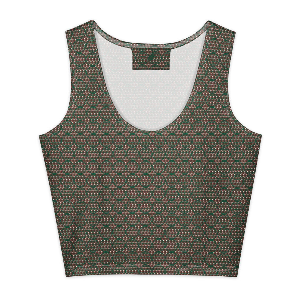 White cotton crop top by BudWear featuring an all-over print, designed for direct-to-fabric printing on a stylish, fitted crop top.