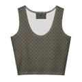 White cotton crop top by BudWear featuring an all-over print, designed for direct-to-fabric printing on a stylish, fitted crop top.