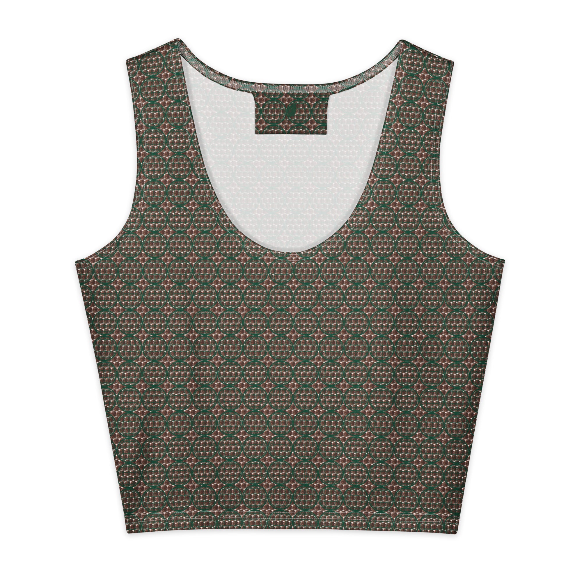 White cotton crop top by BudWear featuring an all-over print, designed for direct-to-fabric printing on a stylish, fitted crop top.