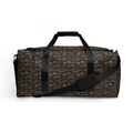 All-over-print white Trichoman Duffle Bag by BudWear, featuring a spacious design and adventure-inspired pattern on the front.