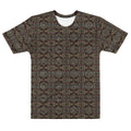 Trichoman Men's white crew-neck T-shirt with all-over print, designed by BudWear, front view with detailed pattern.