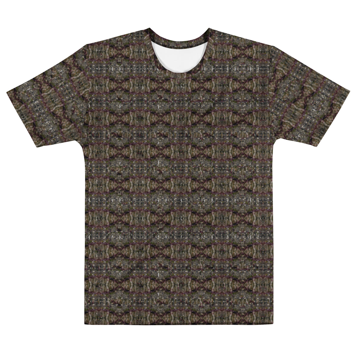Trichoman men's cannabis print crew neck T-shirt in white by BudWear, featuring all-over green cannabis leaf design.