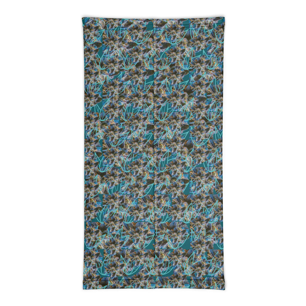 BudWear all-over-print white neck gaiter made from cut-sew fabric, designed for versatile face and neck coverage.