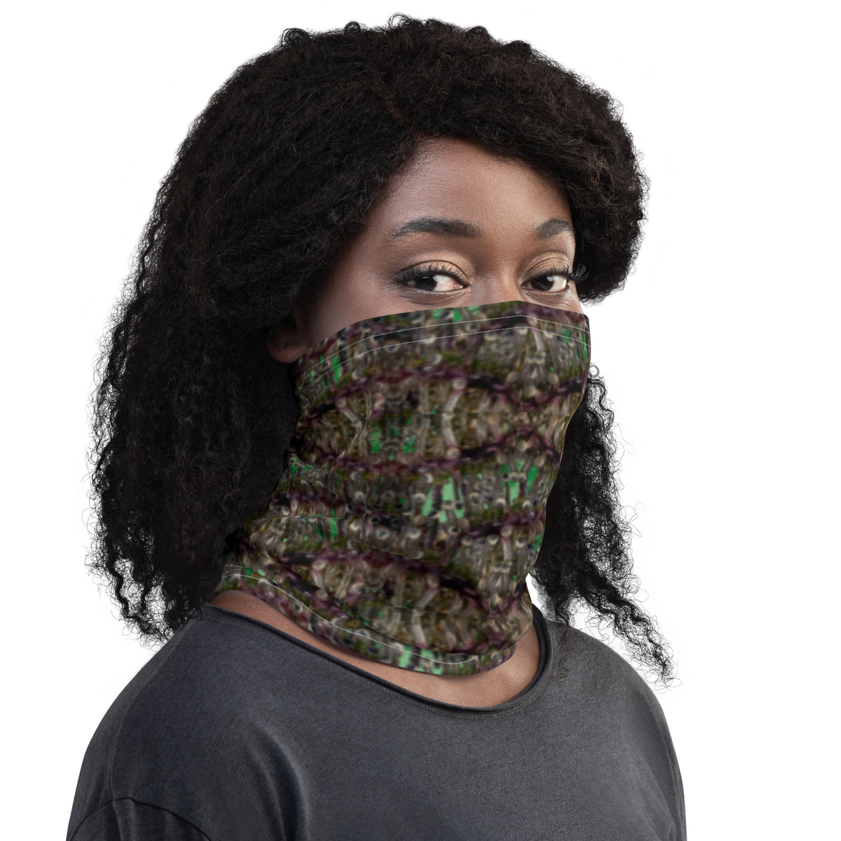 White BudWear Dripping Bud Neck Gaiter with all-over print, versatile fabric neck covering for style and protection