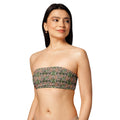 BudWear Trichome Bandeau Bikini Top with all-over print, recycled fabric, front view, stylish swimwear for summer.