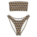 Purple-bud mix bandeau bikini by BudWear featuring an all-over floral print on a recycled fabric bandeau top.