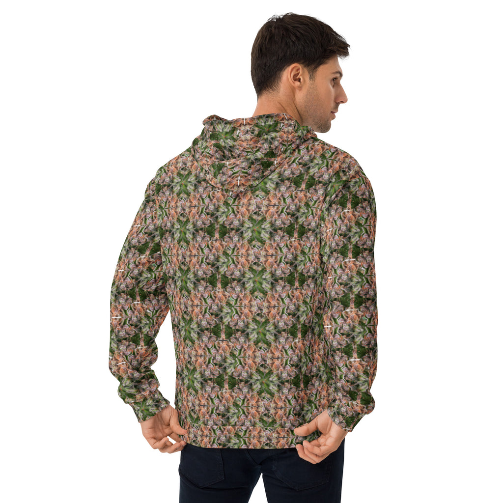 Unisex Buddy Hoodie by BudWear, white all-over-print recycled hoodie with back design, casual and eco-friendly fashion.