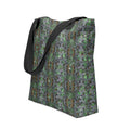 Black Bud n Cuffs Tote Bag by BudWear featuring an all-over print design, 15x15 inches, with sturdy handles and vibrant artwork.