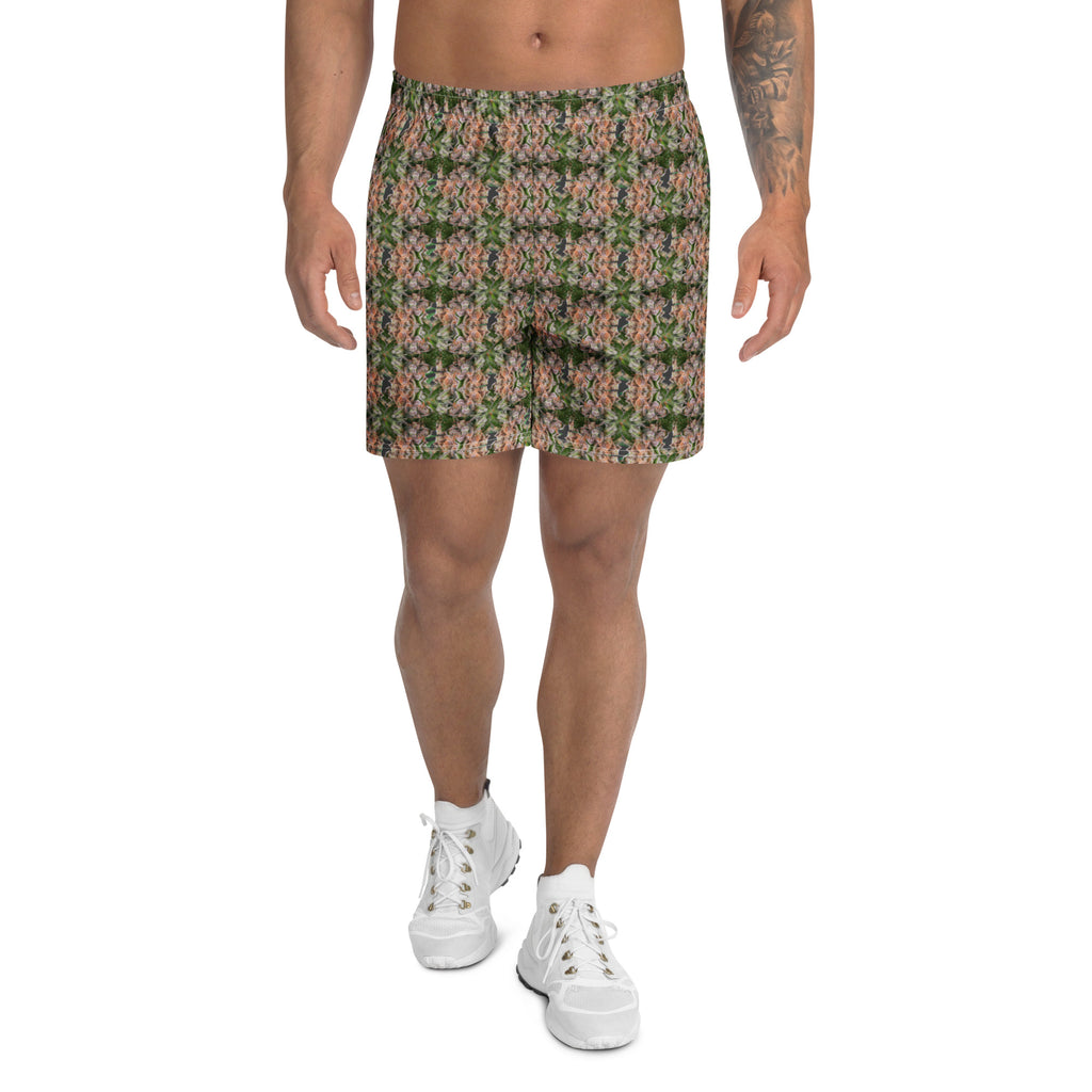 Unisex Buddy Athletic Long Shorts by BudWear with all-over white print, featuring a comfortable fit and athletic style.