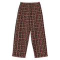 Unisex cotton wide-leg pants with all-over brown print from BudWear, featuring a relaxed fit and stylish design.