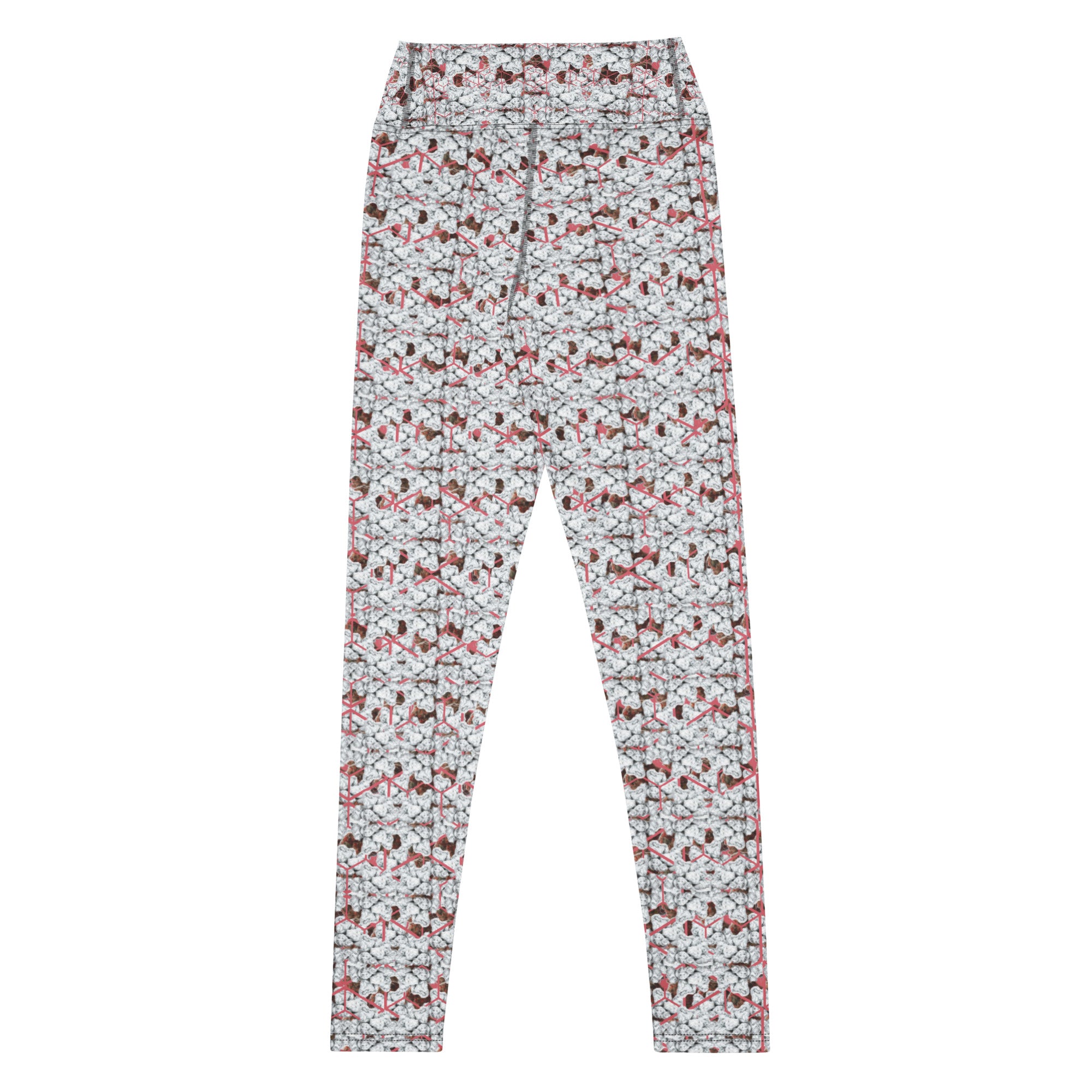 BudWear Snow-bunny yoga leggings with all-over white print, featuring a comfortable cut-sew design for active wear.