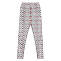 All-over print white Snow-bunny Yoga Leggings by BudWear, cut-sew style, showcasing a vibrant bunny pattern on the front.