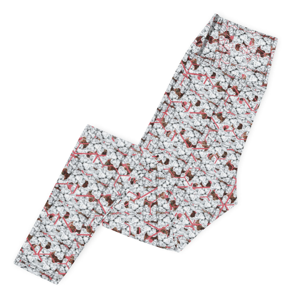 BudWear Snow-bunny yoga leggings with all-over white print, featuring a comfortable cut-sew design for active wear.