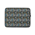 Blue-bud sublimation laptop sleeve by BudWear, front view showing vibrant design and snug fit for 13-inch laptops.
