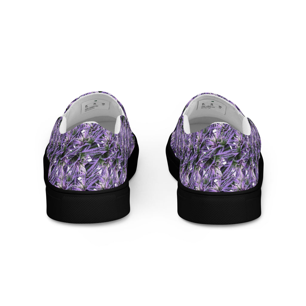 Purple Haze men's slip-on canvas shoes by Bud Wear with a black back, stylish and comfortable footwear for casual wear.