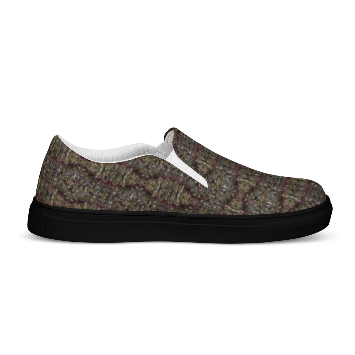 Men's black Tricoman Canvas Slip-On Shoes by BudWear, showing the left inside view with comfortable slip-on design