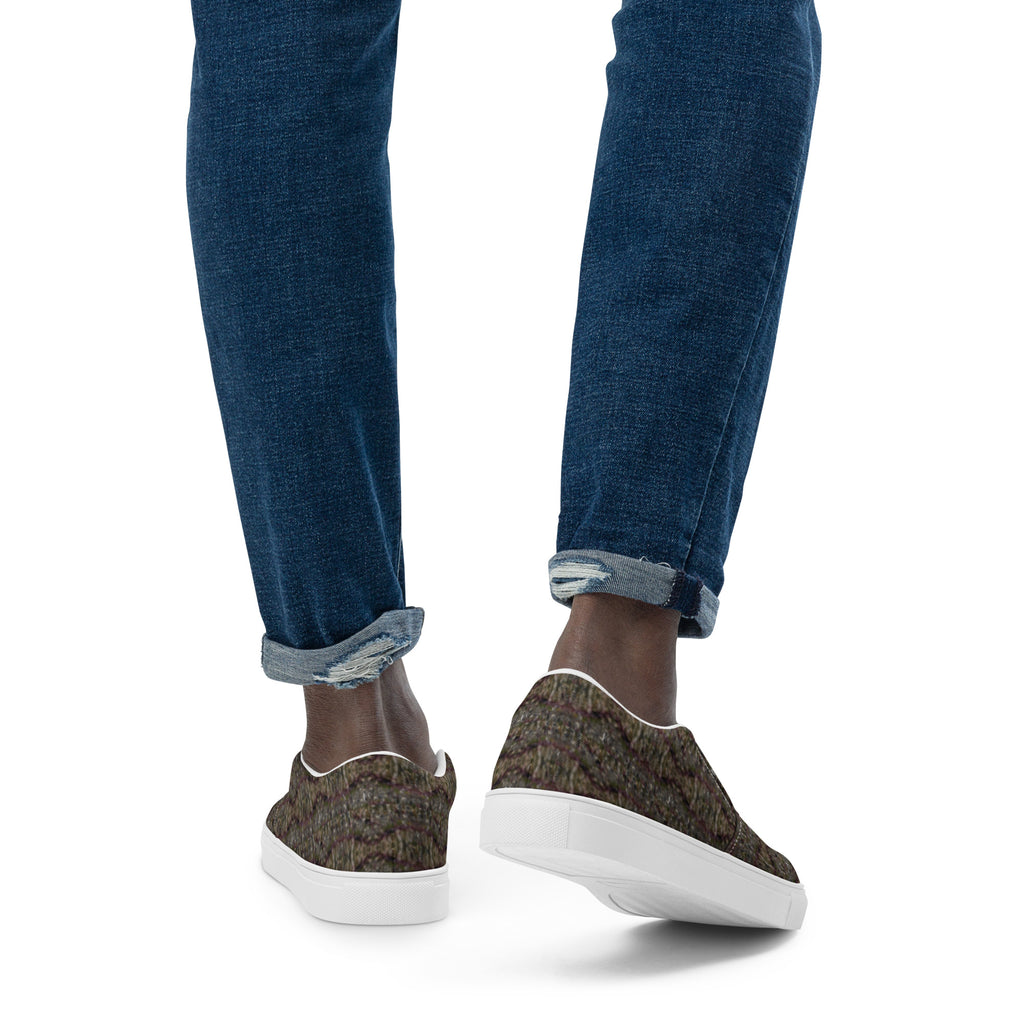 Men's white Tricoman Canvas Slip-On Shoes by BudWear featuring a simple design and comfortable fit.