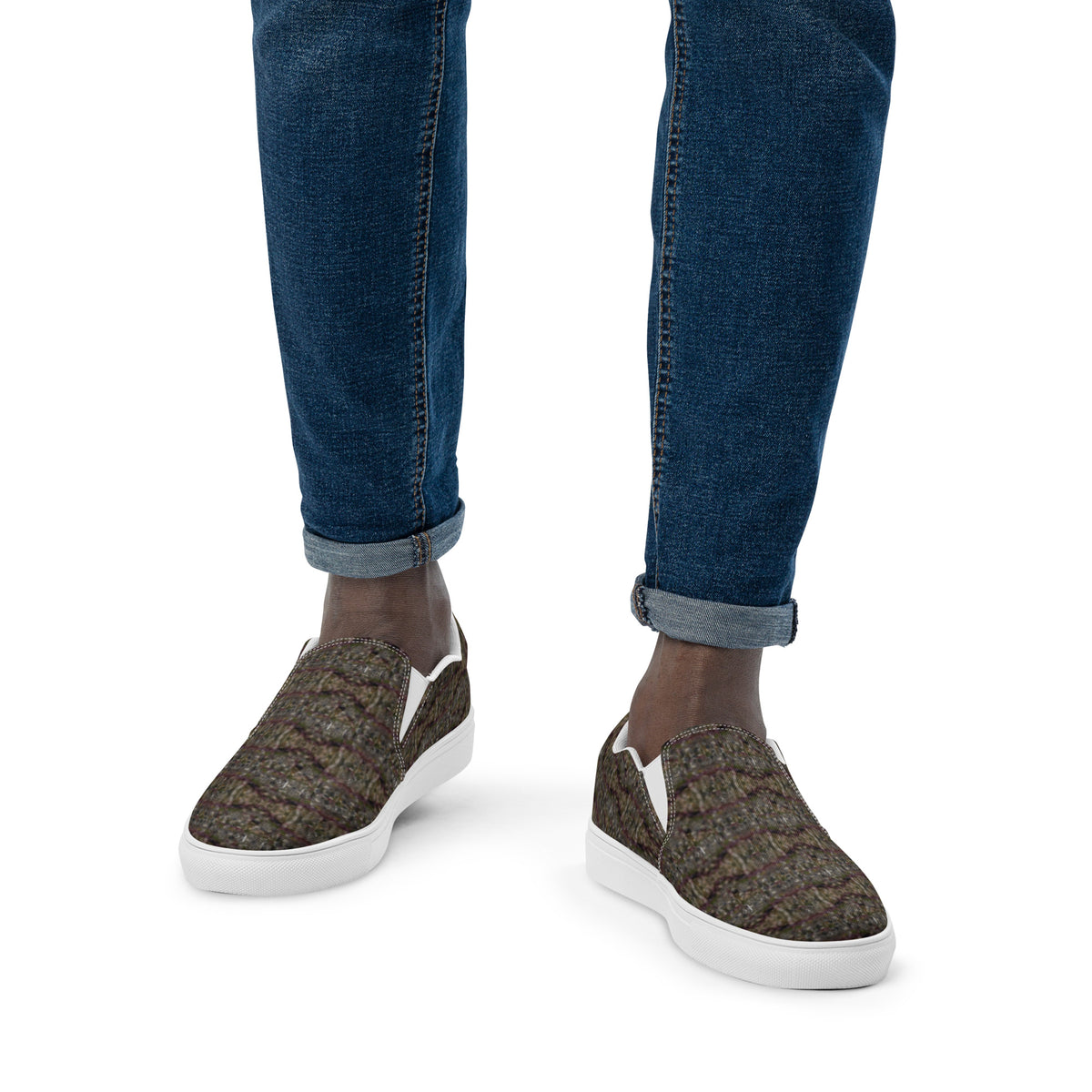 Men's white Tricoman Canvas Slip-On Shoes by BudWear, featuring a stylish and comfortable front view.