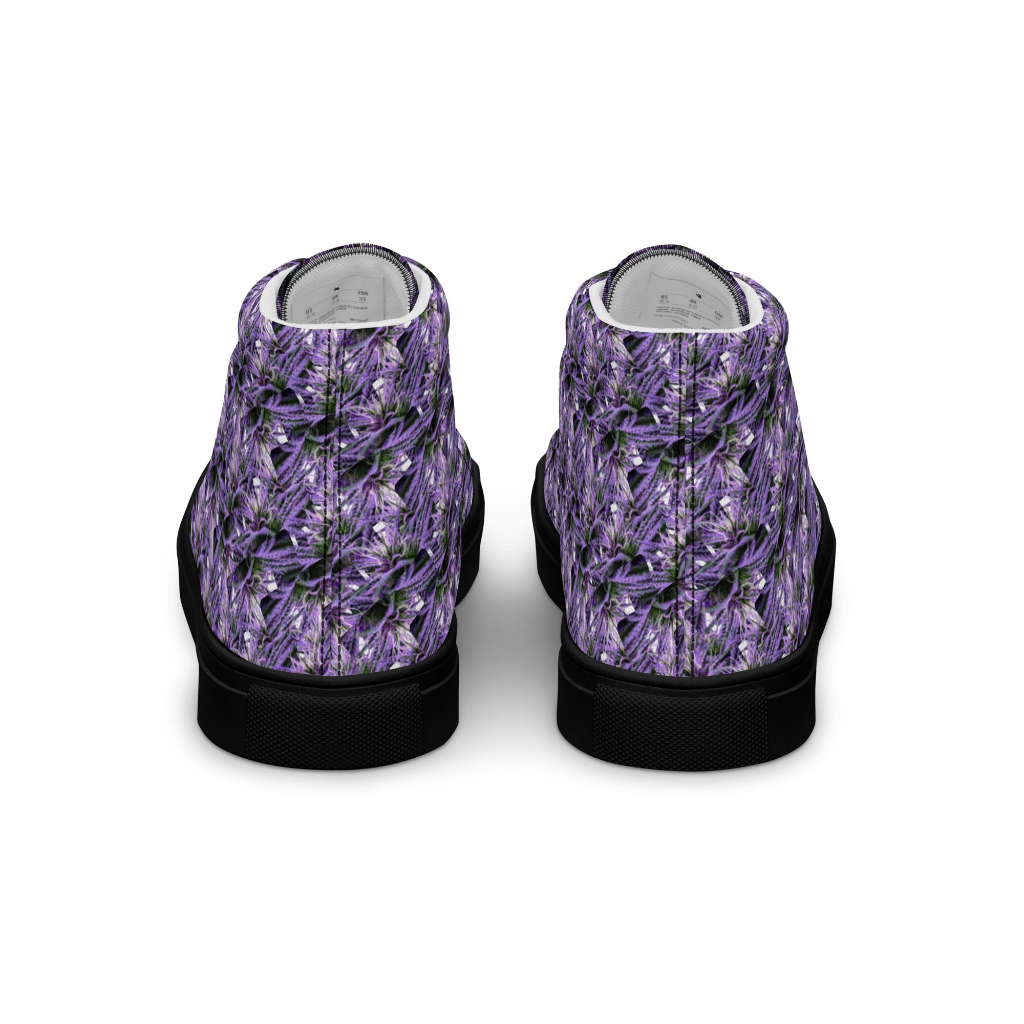 Purple-haze women's high-top canvas shoes by BudWear, showcasing black back detail and casual sneaker style.