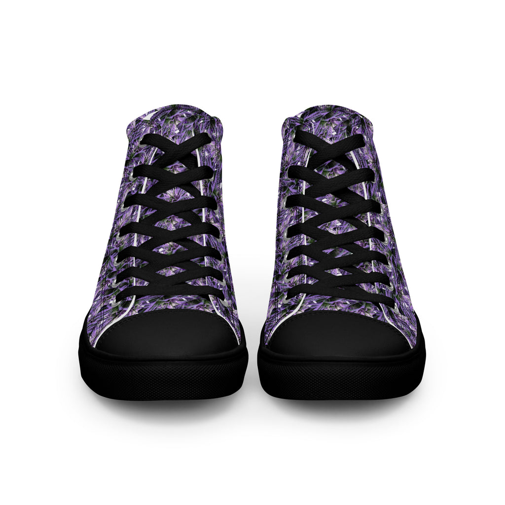 Purple-haze women's high top canvas shoes by BudWear, featuring a black front design and casual streetwear style.