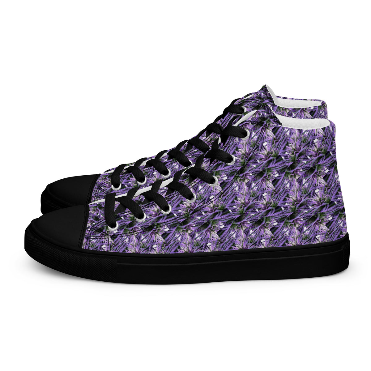 Black women's high top canvas shoes by BudWear, showing the left shoe with laces and rubber sole detail.