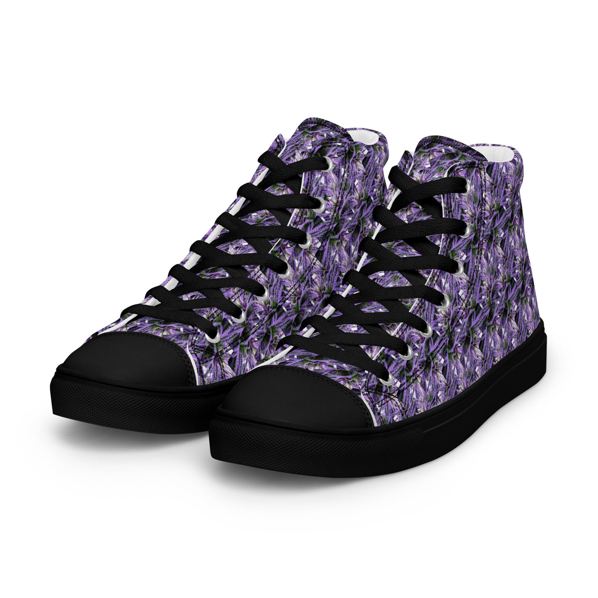 Black women's high top canvas shoes by BudWear, featuring a close-up view of the left front side.