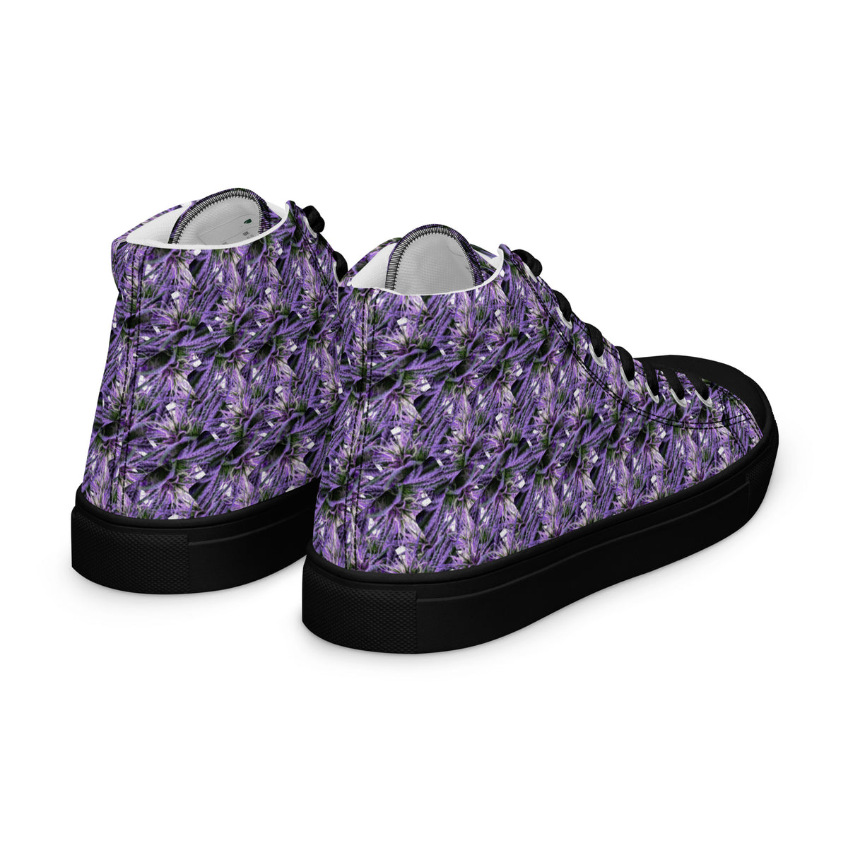 Black women's high top canvas shoes by BudWear, showing the right side and back view of the stylish sneakers.