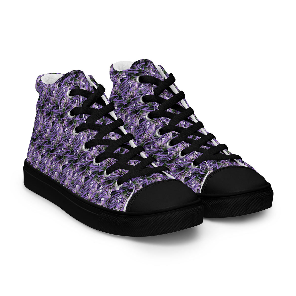 Black women's high top canvas shoes by BudWear, showing the right front view with laces and stylish design.