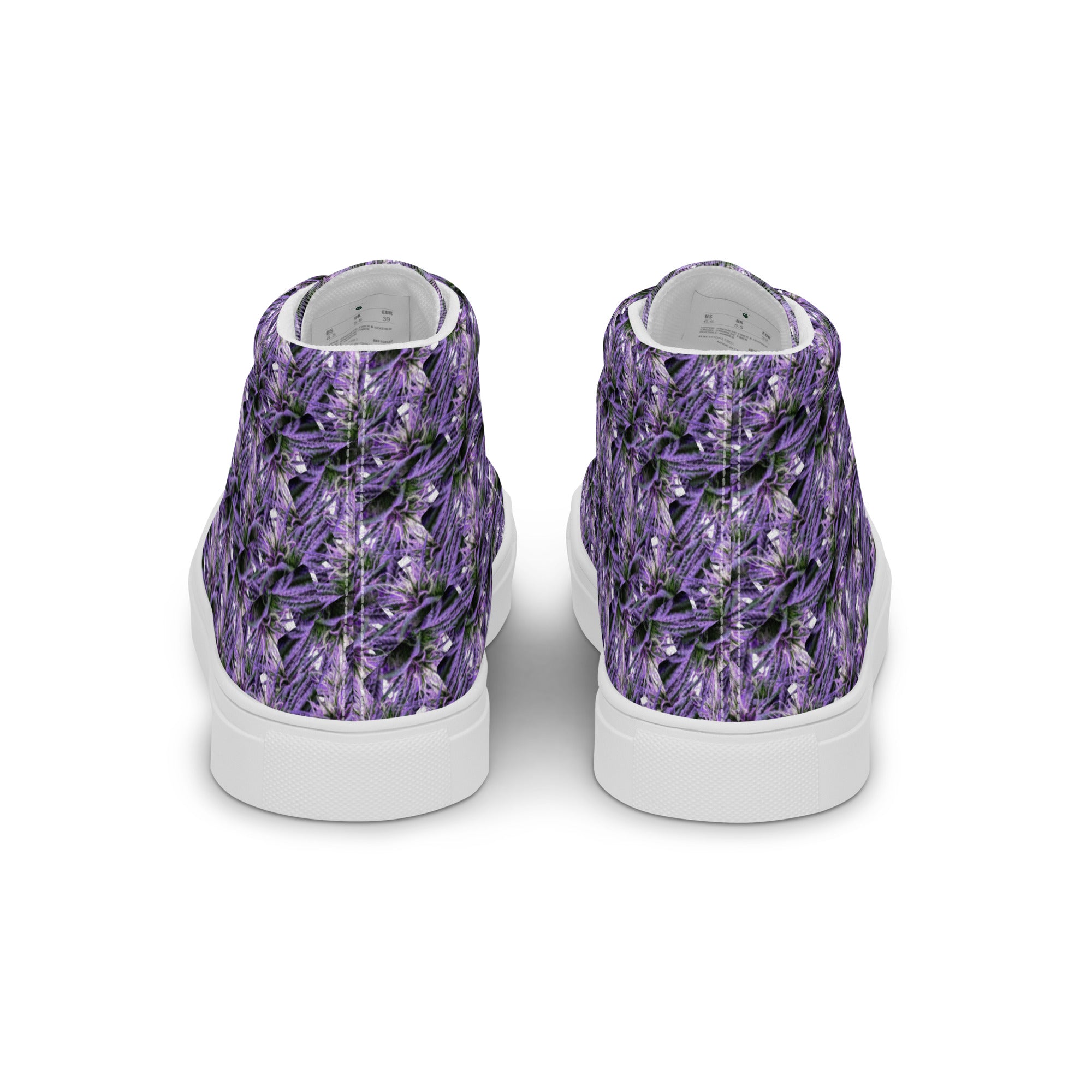 Purple-haze women’s high top canvas shoes by BudWear, featuring a white back and stylish design for casual wear.