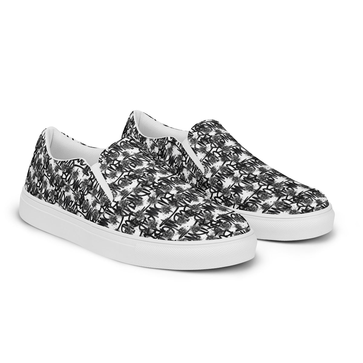 White women's slip-on canvas shoes by BudWear, showcasing a front view of the casual, comfortable footwear.