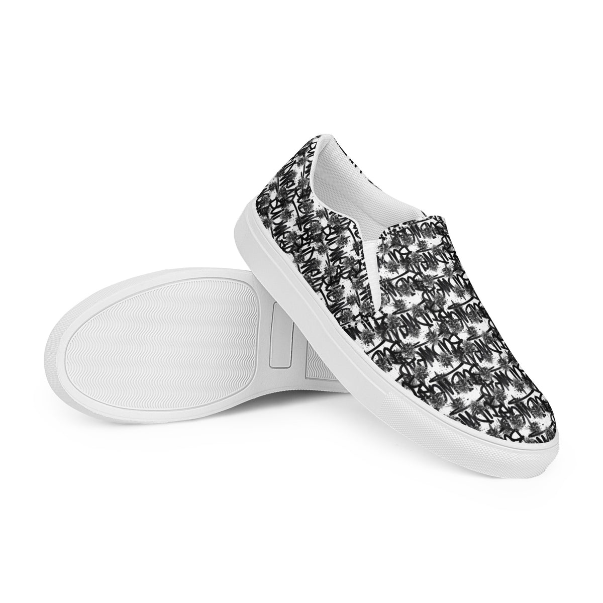 White women's slip-on canvas shoes by BudWear, shown from the right front angle, featuring a casual and comfortable design.